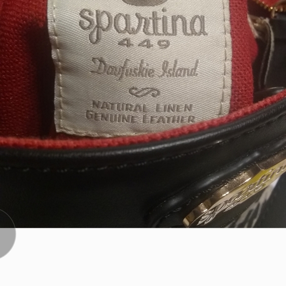 SPARTINA 429/DAFUSKI ISLAND CROSSBODY HANDBAG. BLACK/WHITE/RED - Picture 11 of 13